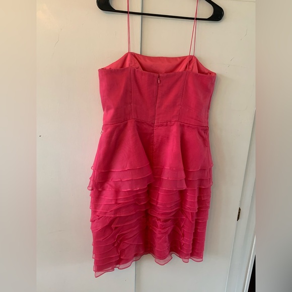 Lauren Ralph Lauren 100% Silk Pink Ruffle Tank Dress Size 10 Zip‎ Back Closure - Picture 2 of 4